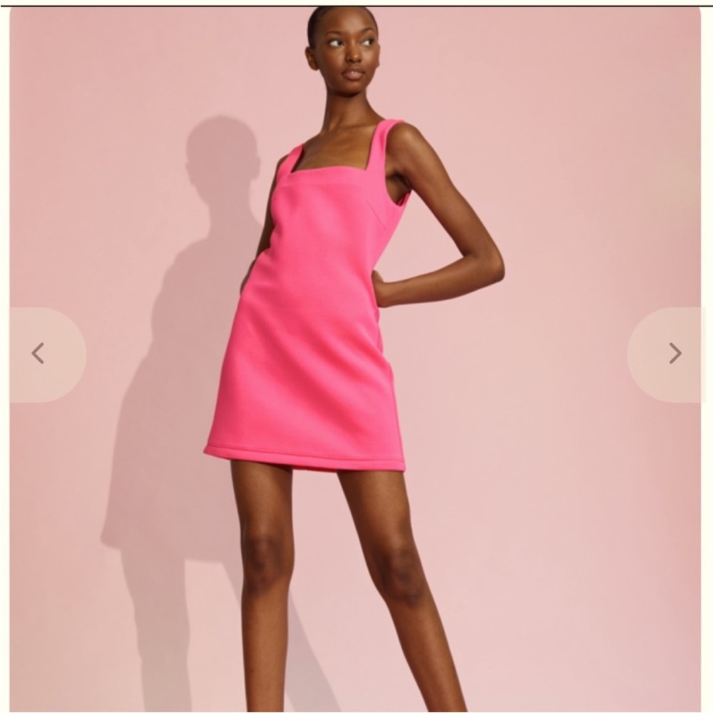 Cynthia Rowley bonded Pink Square-Neck Mini Dress